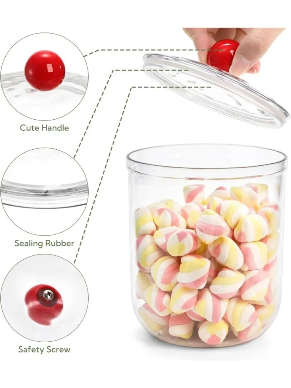 3 Pack Airtight Clear Candy Jars - Wide Mouth Food Storage Containers, 70oz